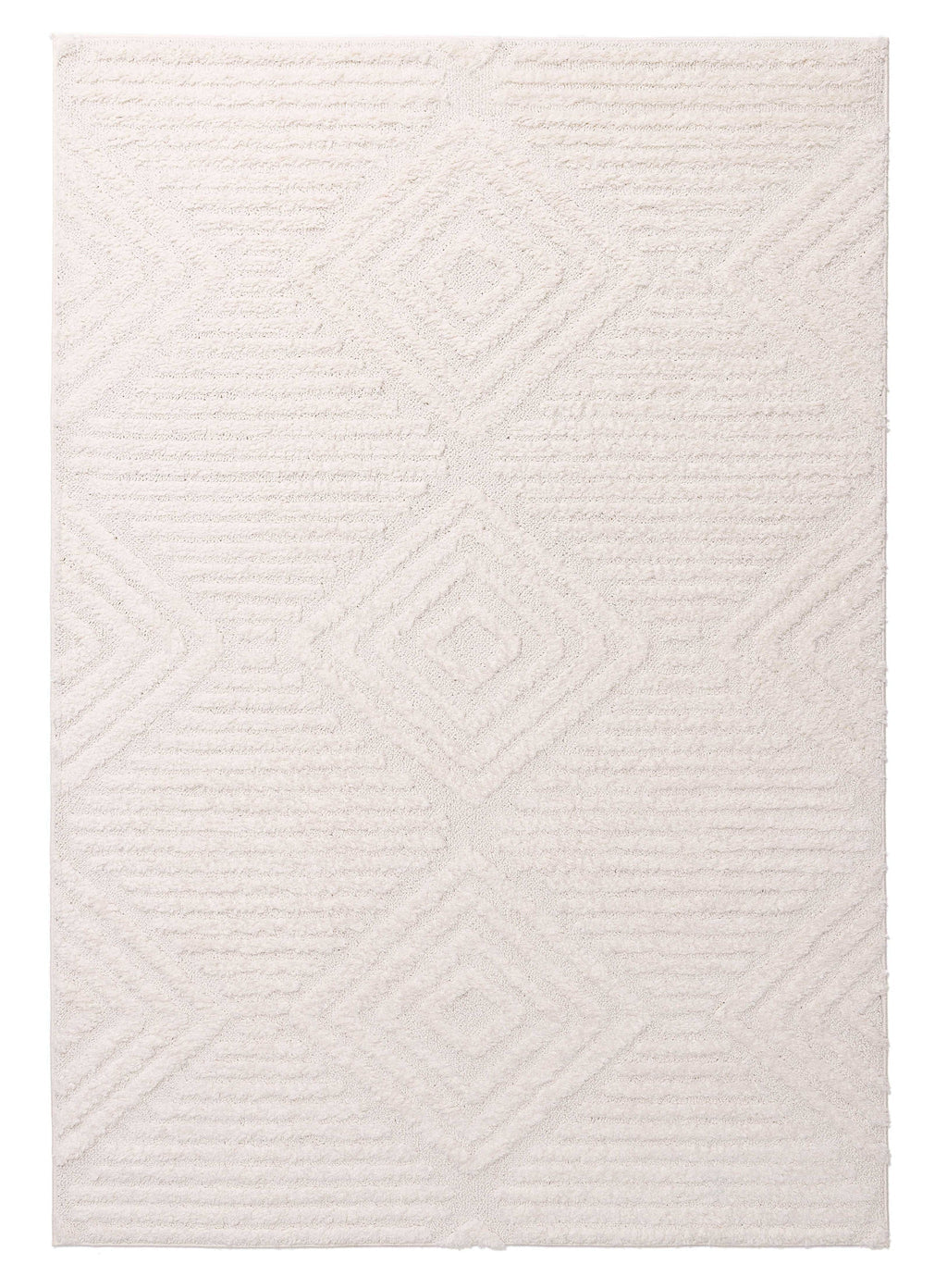 ESSA - Catriona Ivory Cream Geometric Textured Rug