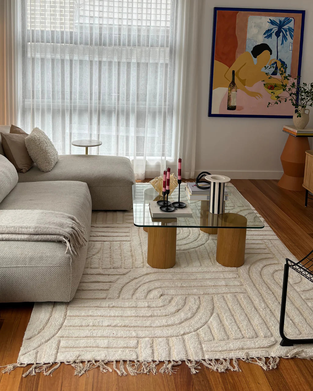 ESSA - Etta Ivory Geometric Washable Rug