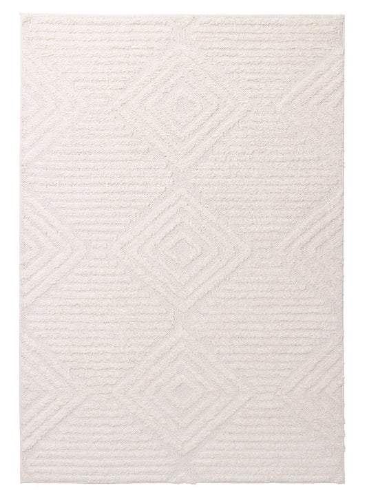 ESSA - Catriona Ivory Cream Geometric Textured Rug