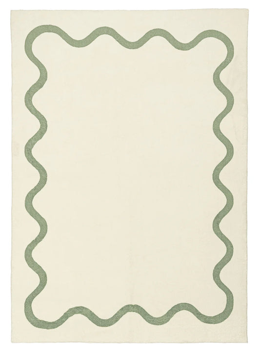 ESSA - Jamie Green Wiggle Bordered Washable Rug