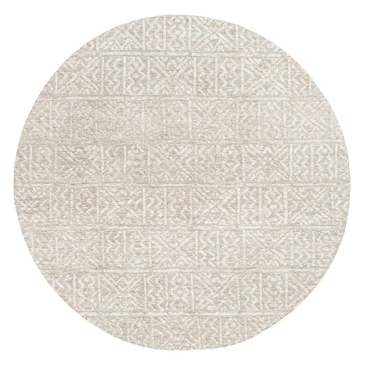 ESSA - Melia Grey and Ivory Tribal Textured Round Rug