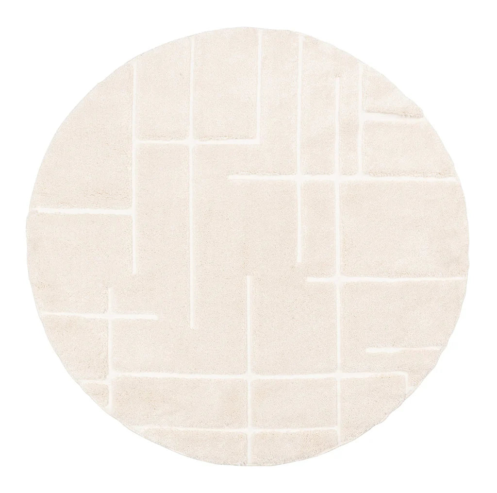 ESSA - Nalu Ivory Geometric Round Rug