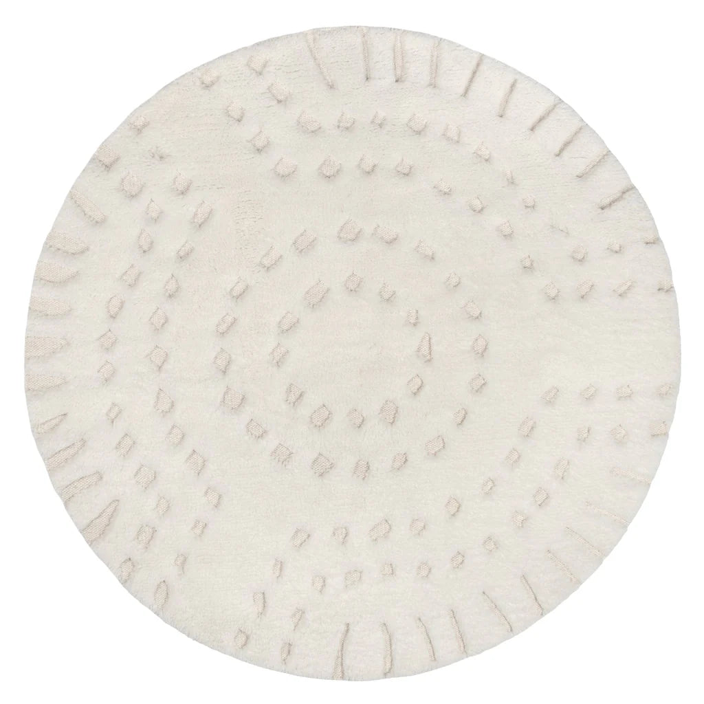 ESSA - Omega Ivory Abstract Tribal Round Rug
